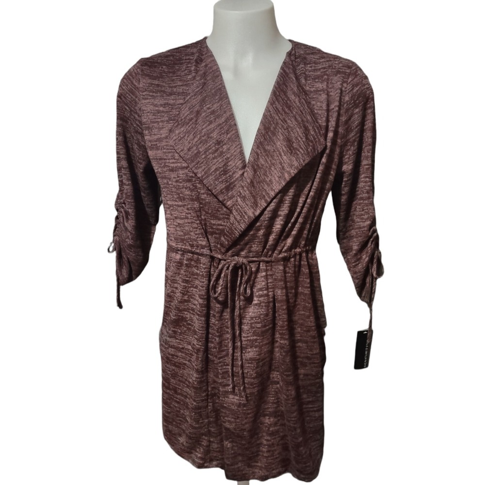 Signature Studio Cardigan Wrap Top Womens L Athleisure Norm Core Mauve Space Dye